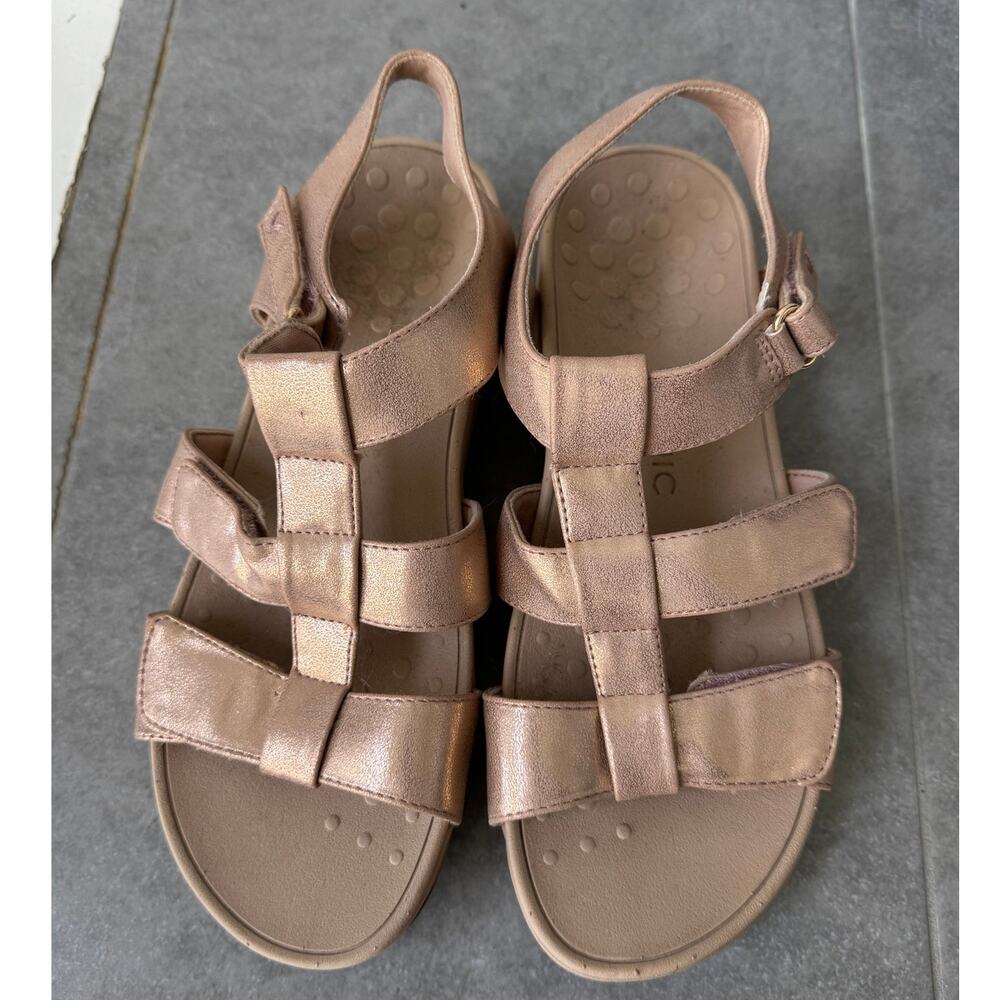 Vionic Rose Gold Orthotic Sandals Size 10 | Adjustable Straps | Comfort Wedge